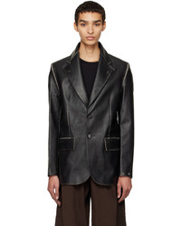 MM6 MAISON MARGIELA Black Distressed Leather Jacket