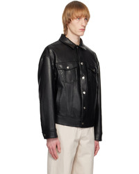 System Black Faux Leather Jacket