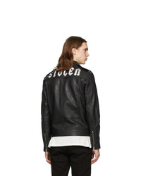Stolen Girlfriends Club Black Glitter Logo Leather Jacket