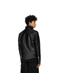 Sacai Black Leather And Shearling Jacket