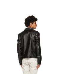 Saint Laurent Black Leather Application Jacket