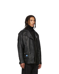 Ader Error Black Leather Armor Rider Jacket
