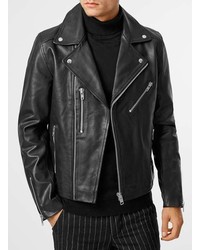Topman Black Leather Biker Jacket