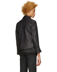 Blackmeans Black Leather Biker Jacket