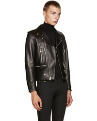 Saint Laurent Black Leather Biker Jacket