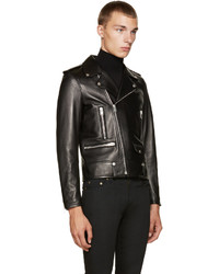 Saint Laurent Black Leather Biker Jacket