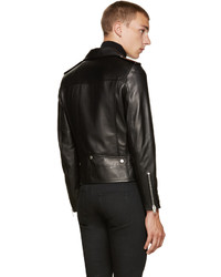 Saint Laurent Black Leather Biker Jacket