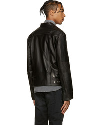 Pierre Balmain Black Leather Biker Jacket