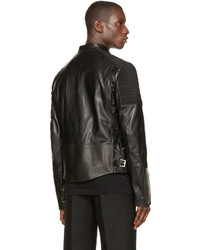 Juun.J Black Leather Biker Jacket
