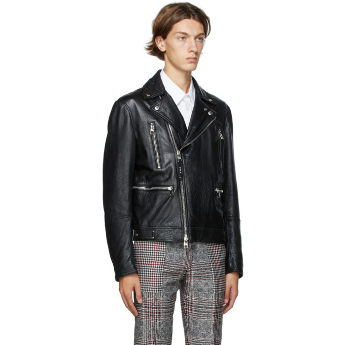 Alexander McQueen Black Leather Biker Jacket, $3,470 | SSENSE | Lookastic