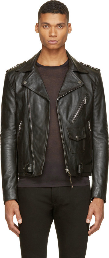 Maison Margiela Black Leather Biker Jacket, $3,290 | SSENSE | Lookastic