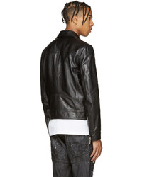 DSQUARED2 Black Leather Kiodo Biker Jacket