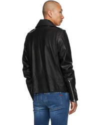 Diesel Black Leather L Garrett Biker Jacket