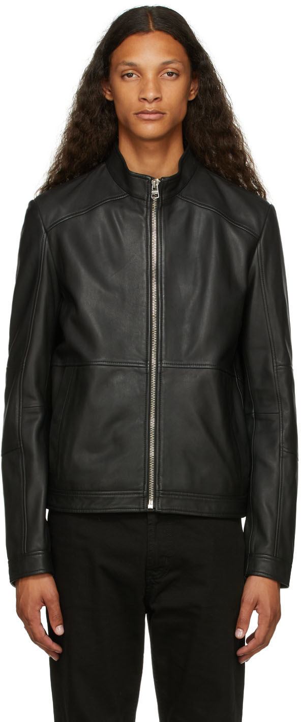Hugo Black Leather Lokis Jacket, $0 | SSENSE | Lookastic