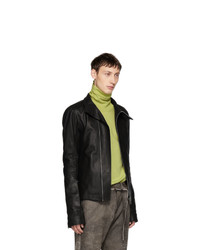 Rick Owens Black Leather Mollino Biker Jacket