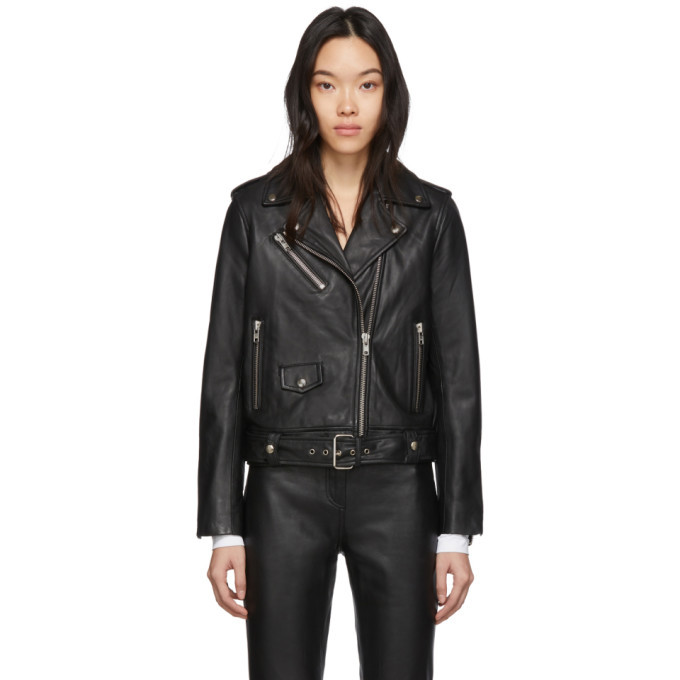 Stand Studio Black Leather Polly Biker Jacket, $275 | SSENSE | Lookastic