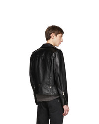 Saint Laurent Black Leather Stars Classic Moto Jacket