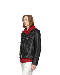 Acne Studios Black Leather Washed Ladd Jacket