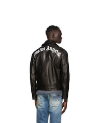 Palm Angels Black Logo Biker Jacket