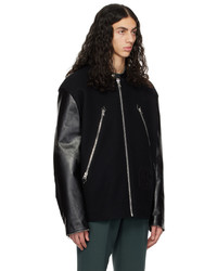 MM6 MAISON MARGIELA Black Paneled Leather Jacket