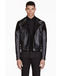 Givenchy Black Ribbed Leather Biker Jacket