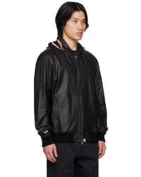 BAPE Black Shark Leather Jacket