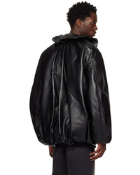 We11done Black Shirring Leather Jacket
