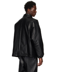 N. Hoolywood Black Stand Collar Faux Leather Jacket