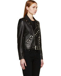 Saint Laurent Black Studded Leather Biker Jacket