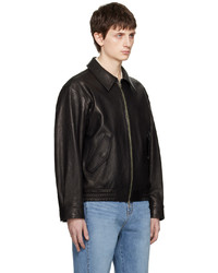 Dunst Black Two Way Zip Leather Jacket