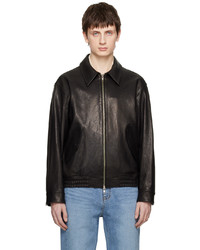 Dunst Black Two Way Zip Leather Jacket
