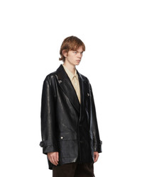 Andersson Bell Black Vegan Leather Raw Cut Jacket