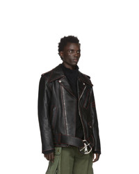 Loewe Black William De Morgan Leather Oversized Biker Jacket