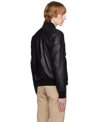Zegna Black Zip Leather Jacket