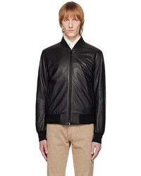Zegna Black Zip Leather Jacket