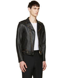 Blackmeans Black Leather Biker Jacket, $2,000 | SSENSE | Lookastic