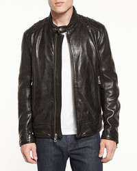 Marc New York by Andrew Marc Mens Mac Calf-Leather Moto Jacket