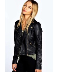 Boohoo Elin Faux Leather Biker Jacket, $70 | BooHoo | Lookastic