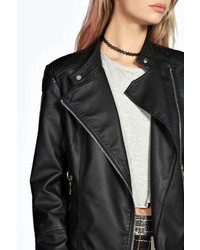 Boohoo Lina Quilted Faux Leather Biker Jacket