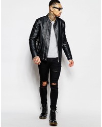 Asos Brand Faux Leather Racing Biker Jacket