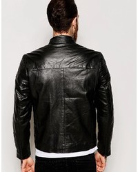 Asos Brand Leather Racing Biker Jacket