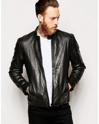 Asos Brand Leather Racing Biker Jacket
