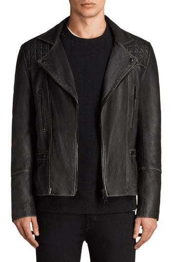 AllSaints Cargo Biker Slim Fit Leather Jacket, $450 | Nordstrom ...