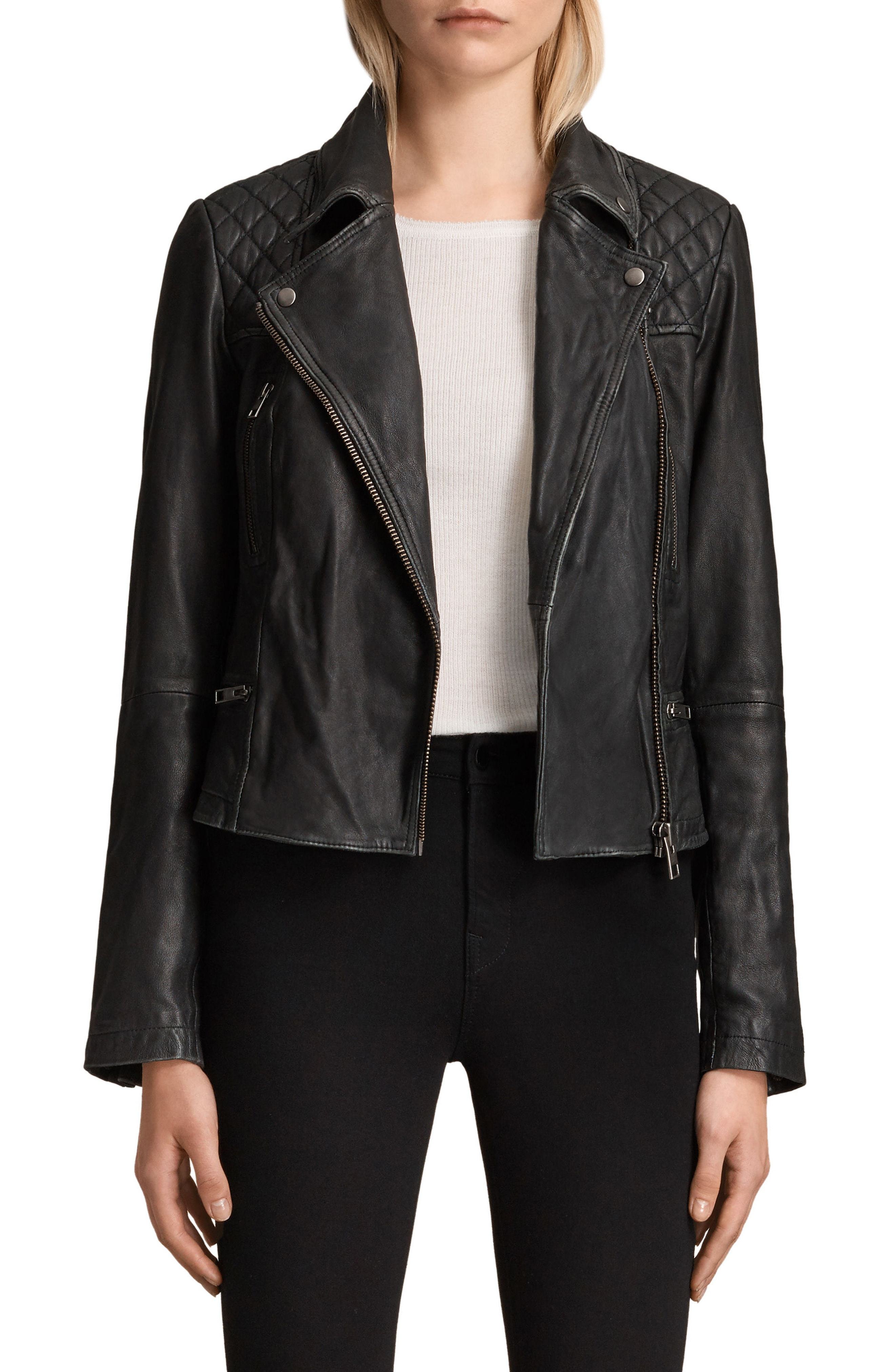 AllSaints Cargo Leather Biker Jacket, $499 | Nordstrom | Lookastic