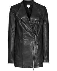Reiss Cass Longline Leather Jacket