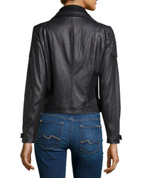 Catherine Malandrino Catherine Maurice Faux Leather Moto Jacket W Zip Pockets Black
