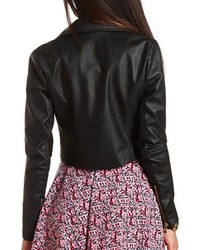 Charlotte Russe Cropped Faux Leather Moto Jacket
