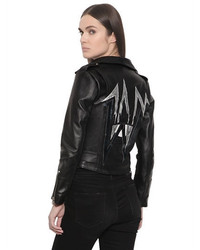 Chiara Ferragni Bolt Patches Leather Biker Jacket