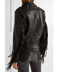 Golden Goose Deluxe Brand Chiodo Faux Fur Lined Leather Biker Jacket Black