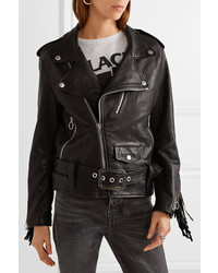 Golden Goose Deluxe Brand Chiodo Faux Fur Lined Leather Biker Jacket Black